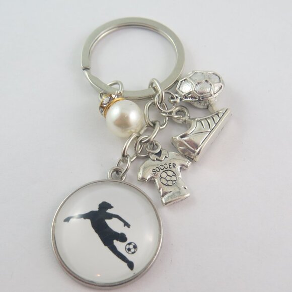 Soccer Keychain Soccer Lover Key Ring Sports Charm Football Keychain for Player - Picture 2 of 4